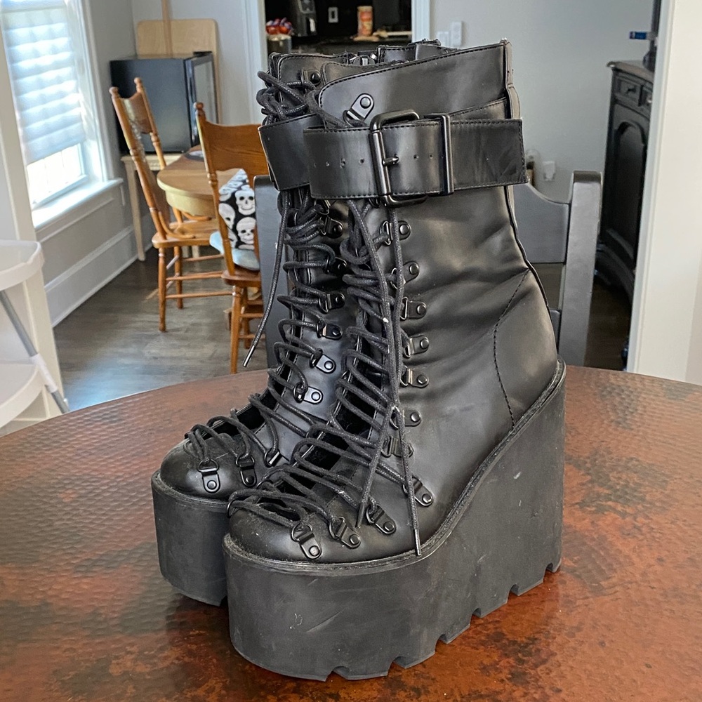 Current Mood Black Platform Boots